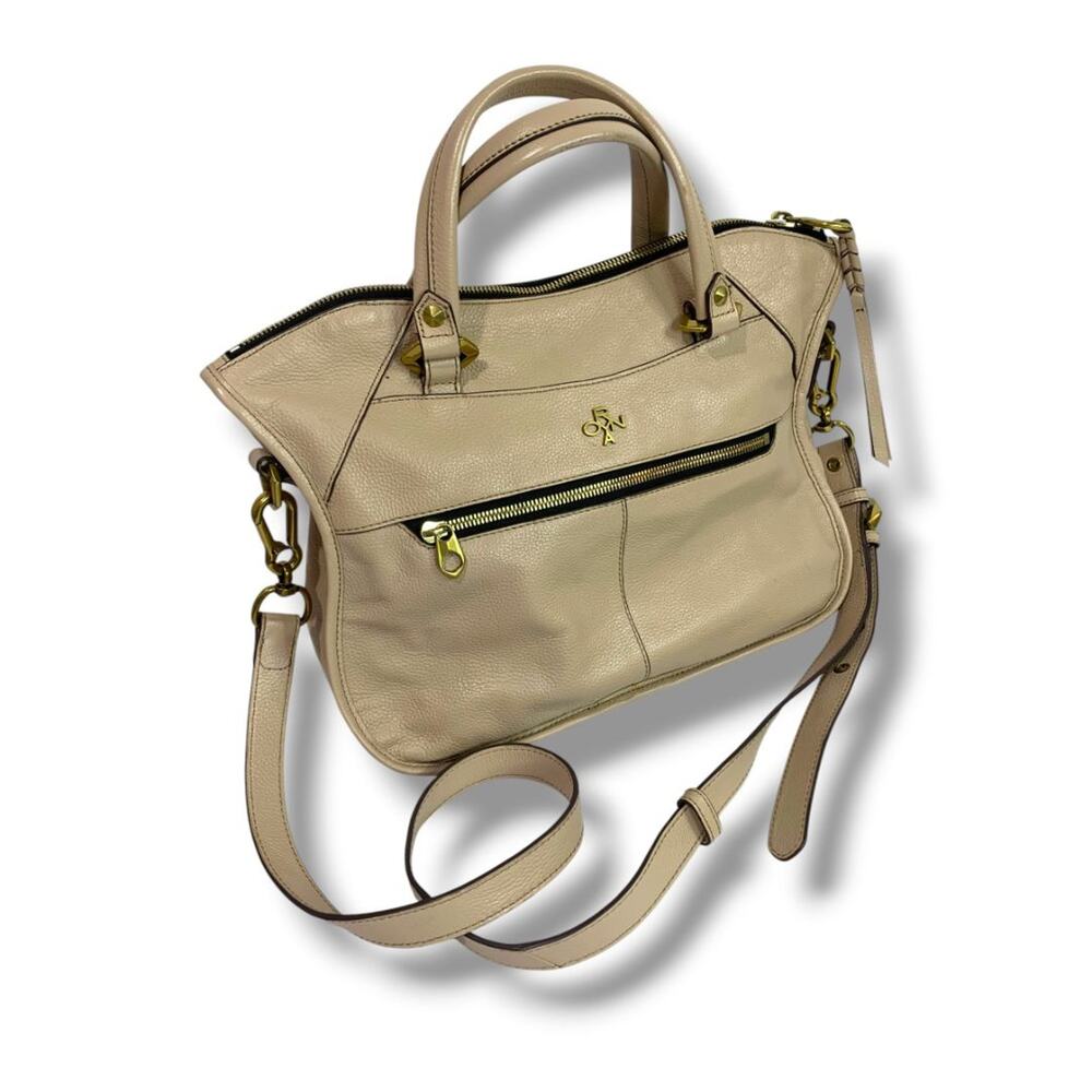 orYANY Sarah Pebbled Leather Handbag Satchel‎ Purse Beige Removable Crossbody